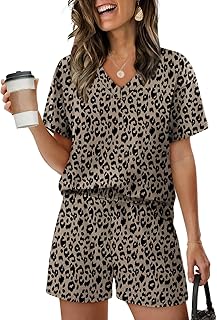 XIEERDUO Lounge Sets for Women Shorts Lightweight Summer Pajamas Set Sleepwear 2 Piece Sets Airport Vacation Outfits