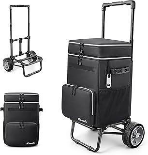 KEDSUM 84-Can / 250 LBS Large Cooler with Wheels, Collapsible Wheeled Soft Sided Cooler with 7" Big Wheel, Ideal for Beach, Camping, Fishing & Road Trip, 20+ Hour Ice Retention & Anti-Tipping Design