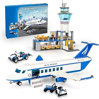 City Passenger Airplane Building Blocks Set with Plane,Airport, Terminal and Trailer Creative Building Model Toy Gift for Adults Aviation Lovers Idea 652PCS