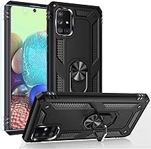 Compatible with Samsung Galaxy A71 5G Case, Military Grade Heavy Duty Protection Phone Case Cover with HD Screen Protector Magnetic Ring Kickstand for Galaxy A71 5G (Black)