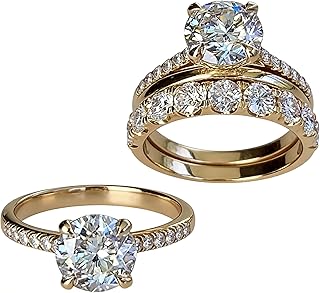 Gixaxak Gold Plated 3 PCS 925 Sterling Silver Stackable Engagement Rings Set Cubic Zirconia Eternity Bands Wedding Promise Rings Halo Wedding Engagement Promise Eternity Rings for Women 6