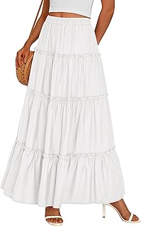 Boho Maxi Skirts for Women Trendy Summer 2026 Spring Long Flowy A Line Tiered Skirt Beach Vacation Clothes Dress