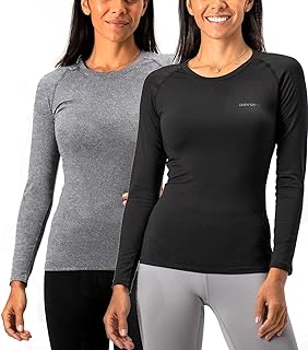 Women's 2 Pack Thermal Long Sleeve Shirts Compression Baselayer Tops