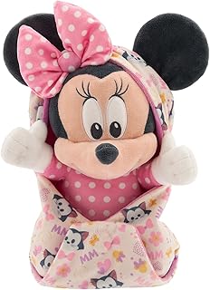 Disney Store Official Minnie Mouse Plush with Blanket Pouch - Disney Babies Plushy in Baby Swaddle - Toy for Those who Love Plush Figure Toys, Cute Plushies, & Baby Stuffed Animals - 11 Inches