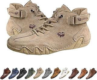 Italian Handmade Suede High Boots, Beck Shoes Men Outdoor Waterproof Non-Slip Breathable Lightweight Casual Sneakers, for Hiking & Driving All Season High Top Chukka Boots (Color : Khaki, Size : US