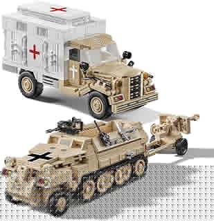 WWII Military Vehicle Opel Blitz Truck & Armored Halftrack Building Toy, Compatible with Lego Military Set, Great Gifts for Adults & Kids Age 8+ (994PCS)
