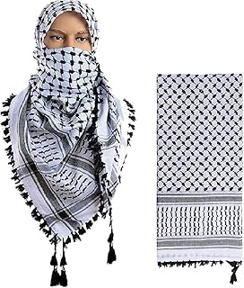 Cotton Shemagh Keffiyeh Scarf – Lightweight Tactical Desert Head Neck Wrap, Sun Protection Outdoor Scarf for Summer Hiking
