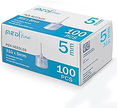 Medt - Fine Insulin Pen Needles (31G 5mm) - Diabetic Needles for Insulin Injections, Ultra Fine Compatible with Most Diabetes Pens - 100 Ct, Pack of 1