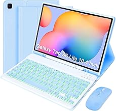 Keyboard Case with Mouse for Samsung Galaxy Tab S6 Lite 10.4 Inch 2024/2022/2020, Detachable Bluetooth Backlight Keyboard, Slim Stand Cover with S Pen Holder,Blue
