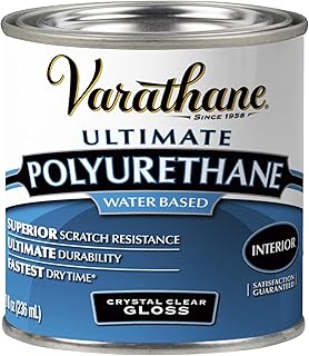Varathane Water-Based Crystal-Clear Ultimate Polyurethane | Interior Wood Protection | Fast Dry Time | Easy Clean Up | Gloss | Half Pint