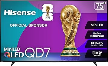75" QD7 Mini-LED 4K Smart Fire TV - QLED, 144Hz, HDR10+, Dolby Vision/Atmos, Game Mode Pro, Alexa Built-in (75QD7QF)
