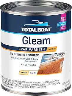 TotalBoat Gleam Marine Spar Varnish, Gloss and Satin Polyurethane Finish for Wood, Boats and Outdoor Furniture (Satin Low-Sheen Quart)
