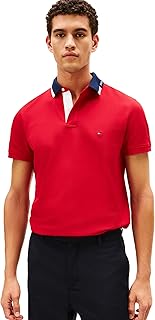 Men's Short Sleeve Casual Dri Fit Polo Shirts in Regular Fit with Stretch and Graphic Collar Detail