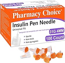 31G 4MM(5/32") Insulin Pen Needles, Diabetic Needles for Insulin Injections, 100 Count, Universal Fit, Compatible with Most Pen Injector Device, Super Thin for Diabetes Comfortable Injection