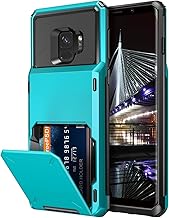 Vofolen for Galaxy S9 Case with Card Holder Wallet ID 4 Credit Slot Pocket Scratch Resistant Dual Layer Protective Bumper Rugged TPU Rubber Armor Hard Shell Cover for Samsung Galaxy S9 Sky Blue