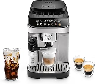 Magnifica Evo Automatic Espresso & Coffee Machine with Auto Milk Frother, Built-in Grinder & Auto-Clean Function - For Latte, Cappuccino, Americano, Iced Coffee, ECAM29084SB , Silver