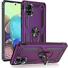 Samsung A71 5G Case,Galaxy A71 5G Case,PUSHIMEI Military Grade Heavy Duty Protection Phone Case Cover with HD Screen Protector Magnetic Ring Kickstand for Samsung Galaxy A71 5G (Purple)