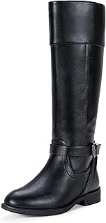 Women's 950 Knee High Riding Tall Boots, Comfortable with Metal Buckle and Zipper Boots with Wide Calf and Wide Widths