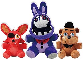 TZMAPU Fazbear Plush Foxy, Withered Purple Bunny, Stuffed Animal Figure Toys Gift for Kids, Security Breach Plush for Lovers (3PCS)