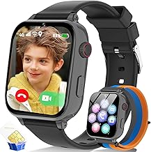 4G Kids Smart Watch Phone GPS, Smartwatch for Boys Girls Ages 4-12 Years with Video Call Chat Class Mode SOS Camera Alarm Games Parental App Touch Watch Gifts for Children (Includes SIM Card) Grey