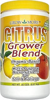 Grow More Citrus Grower Blend (1.7-0-0) - 20oz of Organic Citrus Fertilizer for Potted Trees with Chelated Micronutrient - Improves Taste, Color, & Firmness