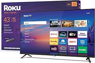 Roku Smart TV 2026 – 43-Inch Select Series, 4K HDR TV – Roku TV with Voice Remote – Flat Screen LED Television with Wi-Fi for Streaming Live Local News, Sports, & Movies – Bluetooth Headphone Mode