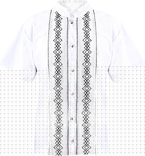 Mexican Guayabera Short Sleeve Shirt for Men Traditional Style Pattern Embroidery Mexican Shirt. Made in Mexico. 100% Cotton