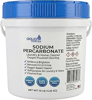 Bulk Sodium Percarbonate 10 lbs – Pure Oxygen Bleach Powder for Laundry, Home & Deck Cleaning – Non-Toxic, Unscented, Chlorine-Free Stain Remover – Easy-Open Screw Lid Bulk Container | Made In USA