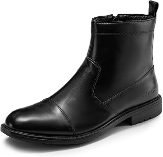 Men's Dress Boots Genuine Leather Chelsea Boot with Side Zipper for Casual and Formal Wear