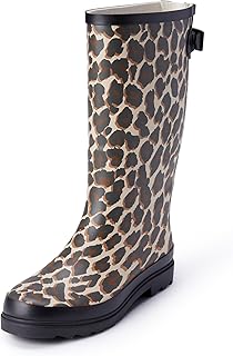 Women's Waterproof Tall Rain Boot with Adjustable Buckle