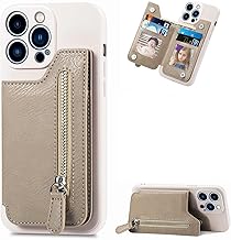 Compatible with Samsung Galaxy J2 Prime / J2 Ace G532G Case,Compatible with Samsung Galaxy Grand Prime Plus G532F Zipper Wallet Card Slot Kickstand 2 in 1 [PU+TPU] Cover Apricot