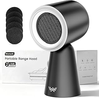 Portable Range Hood with Light, Desktop Kitchen Exhaust Fan with Water Washing Self-Cleaning Mode, 12° Adjustable Head, 3-Speed, Low Noise, Ideal for Apartment, RV, Indoor Hot Pot and BBQ (Black)
