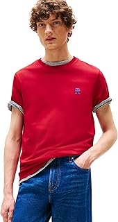Men's Short Sleeve Cotton Graphic T-Shirts with Embroidered Monogram Logo