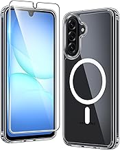 FNTCASE for Samsung Galaxy A17-5G Case: Galaxy A16 Case Clear Magnetic Phone Cases with Screen Protector Compatible with Magsafe Slim Rugged Shockproof Protective Transparent Cell Cover