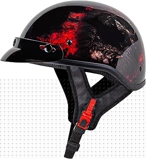 Cartman Cruiser Scooter Motorcycle Half Face Helmet, Red Skull USA Graphics, DOT Approved for Bike Scooter ATV UTV Chopper Medium