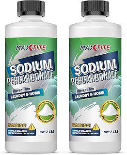 MAXTITE Sodium Percarbonate (4 lbs total - 2 pack of 2 lbs bottles) - 100% Pure - Solid Hydrogen Peroxide/Oxygen Bleach - Multi-Use Cleaner for Home & Laundry, Resealable Child Resistant Cap