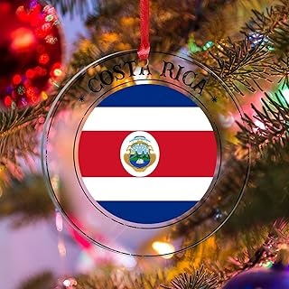 Costa Rica Flag Silhouette Christmas Tree Ornament National Flag Country Souvenir Christmas Decorations Gift Costa Rica Acrylic Xmas Tree Ornament Holiday Keepsake
