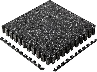 Sweetcrispy Interlocking Rubber Floor Tiles, Gym Flooring for Home Gym Mat 1/2 Inch Thick, Rubber Mats for Floor, Garage, Workout Space, Non-Slip, 6pcs