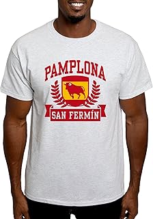 Pamplona San Fermin Light T Shirt Men's 100% Cotton, Classic Graphic White T-Shirt