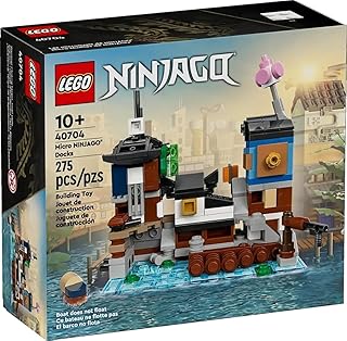 NINJAGO 40704 Micro Docks Building Set: Miniature Version of NINJAGO City Docks with Market, Tearoom, Arcade, and Apartments (275 pcs)