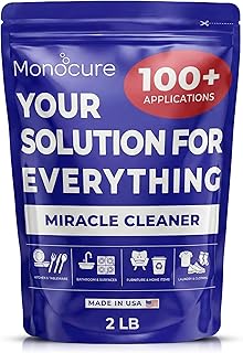 Monocure Miracle Cleaner - Multipurpose Oxygen Bleach Powder with Sodium Percarbonate & Carbon - Detergent Cleaner for Bathroom, Shower, Floor, Grout, Upholstery, Kitchen and Clothes Stain Remover