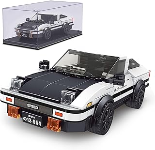 AE86 Initial D Toy Car Building Blocks Sets with Acrylic Display Case, Collectible Model 27013, Cool Simulation Cockpit Speed Racing Car for Fans and Kids 8+ (399 Pieces)