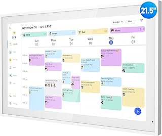 Digital Calendar, 21.5 Inch Electronic Calendar & Chore Chart, Smart Family Organizer with Interactive Touchscreen Display, Wall Mount or Desk Mount in Portrait or Landscape