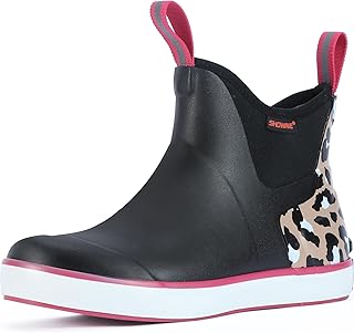 Womens Deck Boots Waterproof Ankle Rain Footwear Outdoor Garden Fishing Boot for Women Non-slip Insulated Rubber Booties Lightweight Work Shoes