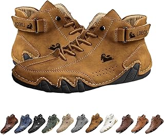 Italian Handmade Suede High Boots, Beck Shoes Men Outdoor Waterproof Non-Slip Breathable Lightweight Casual Sneakers, for Hiking & Driving All Season High Top Chukka Boots (Color : Brown, Size : US