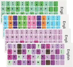 4PCS English Keyboard Replacement Letter Stickers Universal Keyboard Sticker Matte English Keyboard Alphabet Sticker with Color Background and Black Lettering for PC Computer Laptop Desktop-English