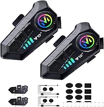 Motorcycle Helmet Bluetooth Intercom IP65 Waterproof Talk Noise Cancelling Dual Communication, 1000mAh Long-Lasting Battery, Helmet Talk Intercom Headset for Riders and Outdoor Adventures (2 Pack)