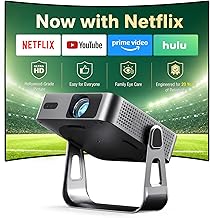 【Officially-Licensed APP & Native 1080P】 Thinnest 1.81" Smart Mini Projector with WiFi and Bluetooth, Auto Focus & Keystone Portable Outdoor Projector, VOPLLS 4K Support Home Movie Projector