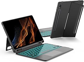 JUQITECH Trackpad Keyboard Case for Samsung-Galaxy-Tab S8 S7 11" 2022/2020, Smart Tablet Protector Case Kickstand Magnetic Detachable Wireless Backlit Touchpad Keyboard SM-X700/X706 SM-T870/T875/T876
