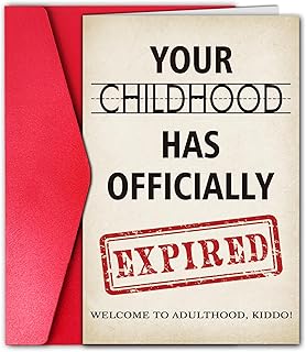 Funny 18th Birthday Card for Him Her, Rude 18 Year Old Birthday Card, Special Bday Gift for 18 Year-Old Son Daughter Best Friend Adult (Childhood has Expired)